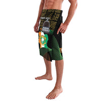 Black lavalava wrap skirt with green flag elephant and arch graphic
