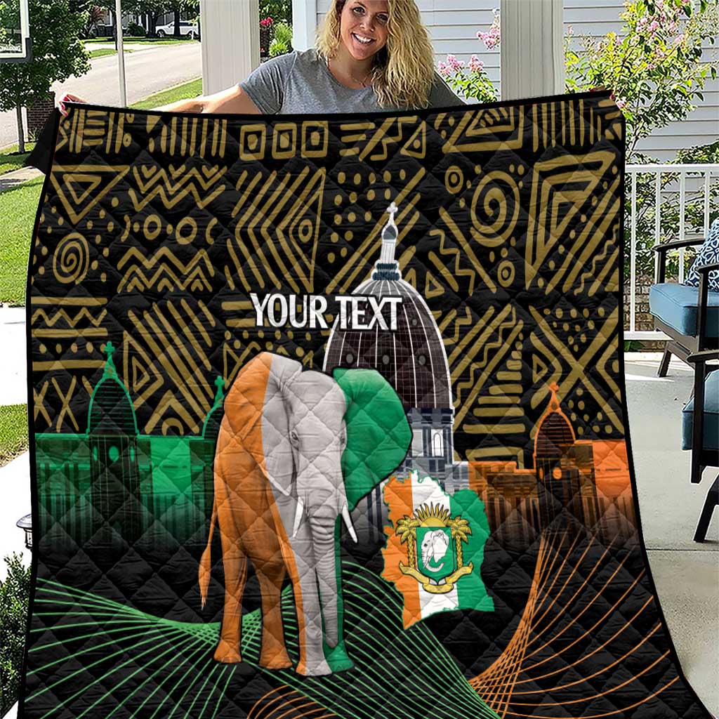 Personalized Cote dIvoire Independence Day Quilt Ivory Coast Elephant African Pattern