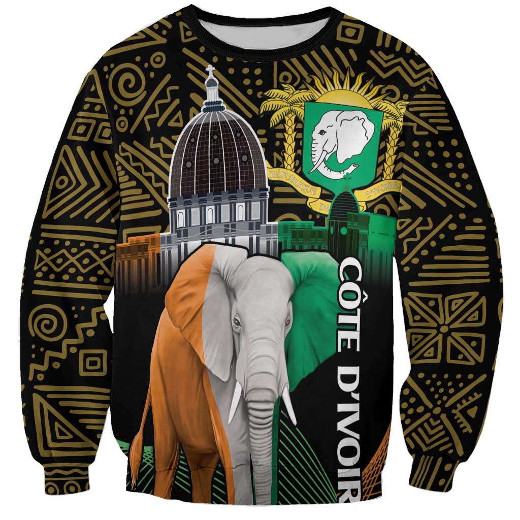 Personalized Cote dIvoire Independence Day Sweatshirt Ivory Coast Elephant African Pattern