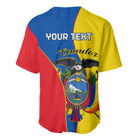 Tri-color Ecuador baseball jersey back with YOUR TEXT and crest graphic