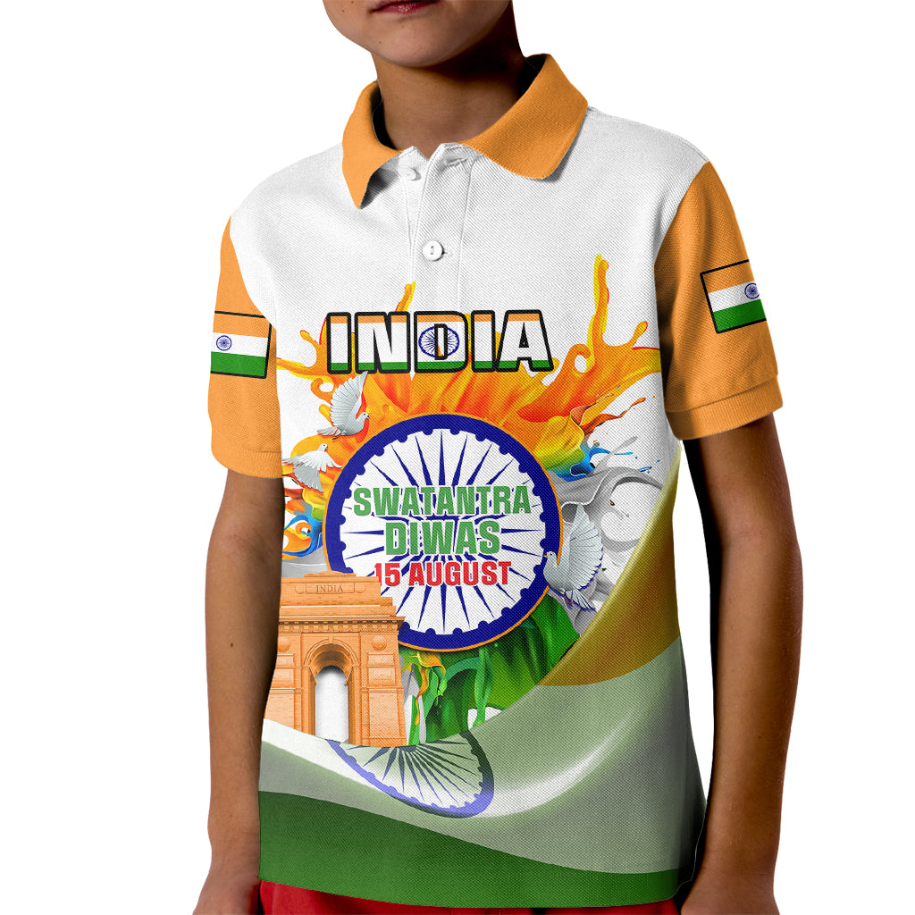 India Kid Polo Shirt Swatantra Diwas Happy Indian Independence Day - Wonder Print Shop