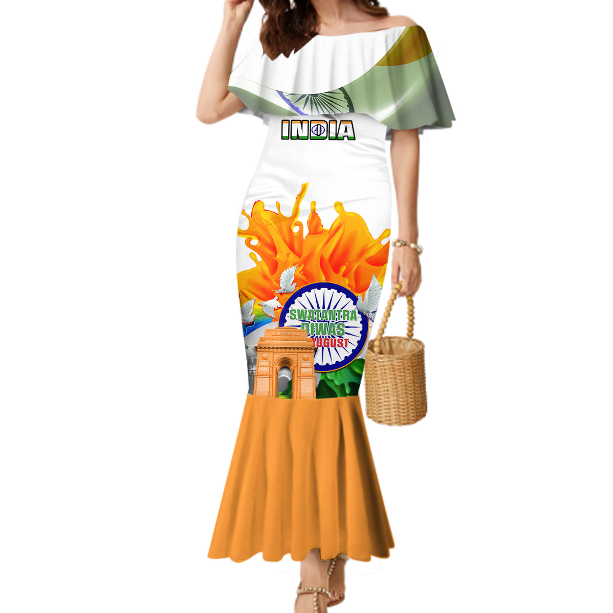 India Mermaid Dress Swatantra Diwas Happy Indian Independence Day - Wonder Print Shop