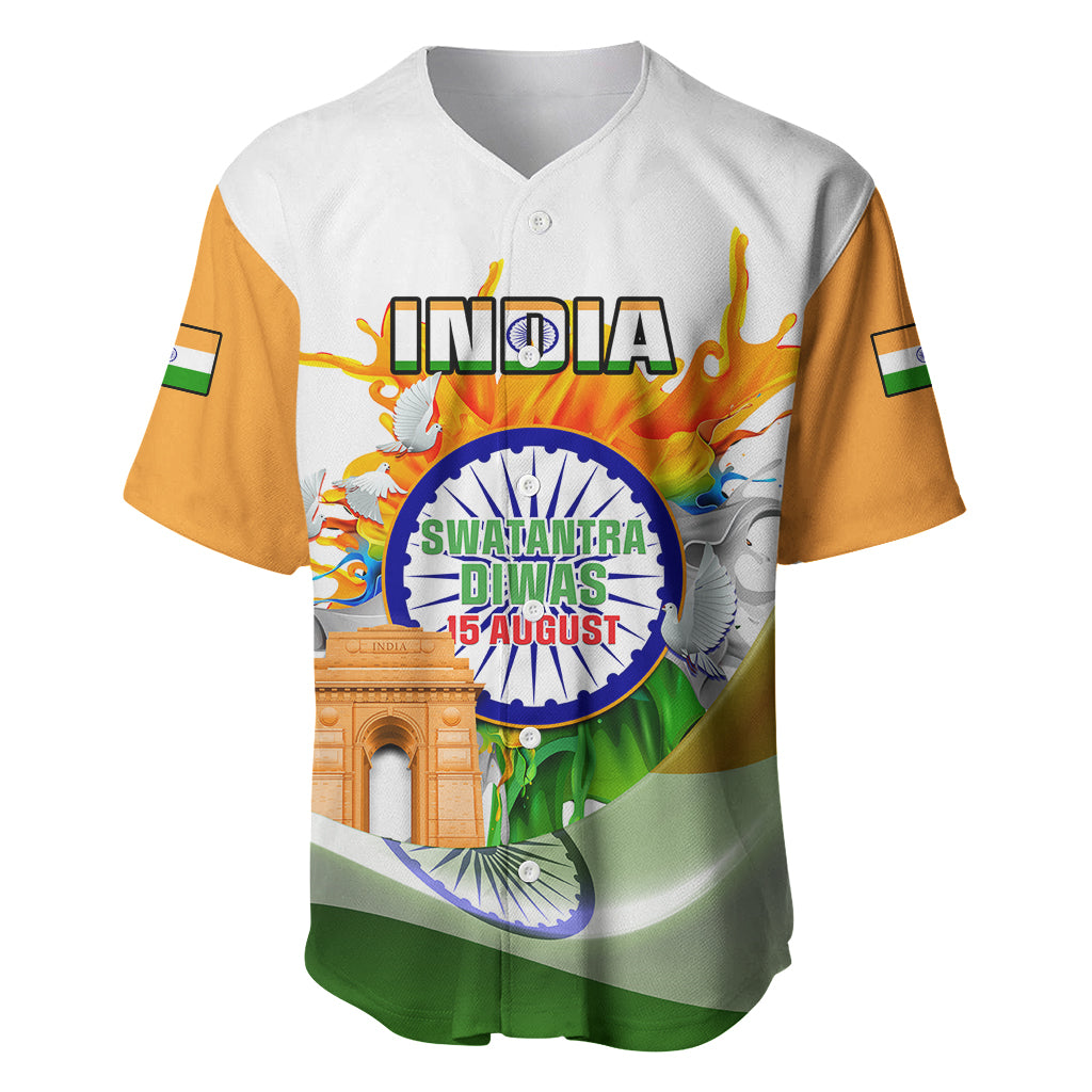 Custom India Baseball Jersey Swatantra Diwas Happy Indian Independence Day - Wonder Print Shop