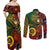 Vanuatu and Australia Couples Matching Off Shoulder Maxi Dress and Long Sleeve Button Shirts Vanuatuan Polynesian Mix Aussie Aboriginal Art - Wonder Print Shop