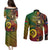 Vanuatu and Australia Couples Matching Puletasi Dress and Long Sleeve Button Shirts Vanuatuan Polynesian Mix Aussie Aboriginal Art - Wonder Print Shop