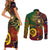 Vanuatu and Australia Couples Matching Short Sleeve Bodycon Dress and Long Sleeve Button Shirts Vanuatuan Polynesian Mix Aussie Aboriginal Art - Wonder Print Shop