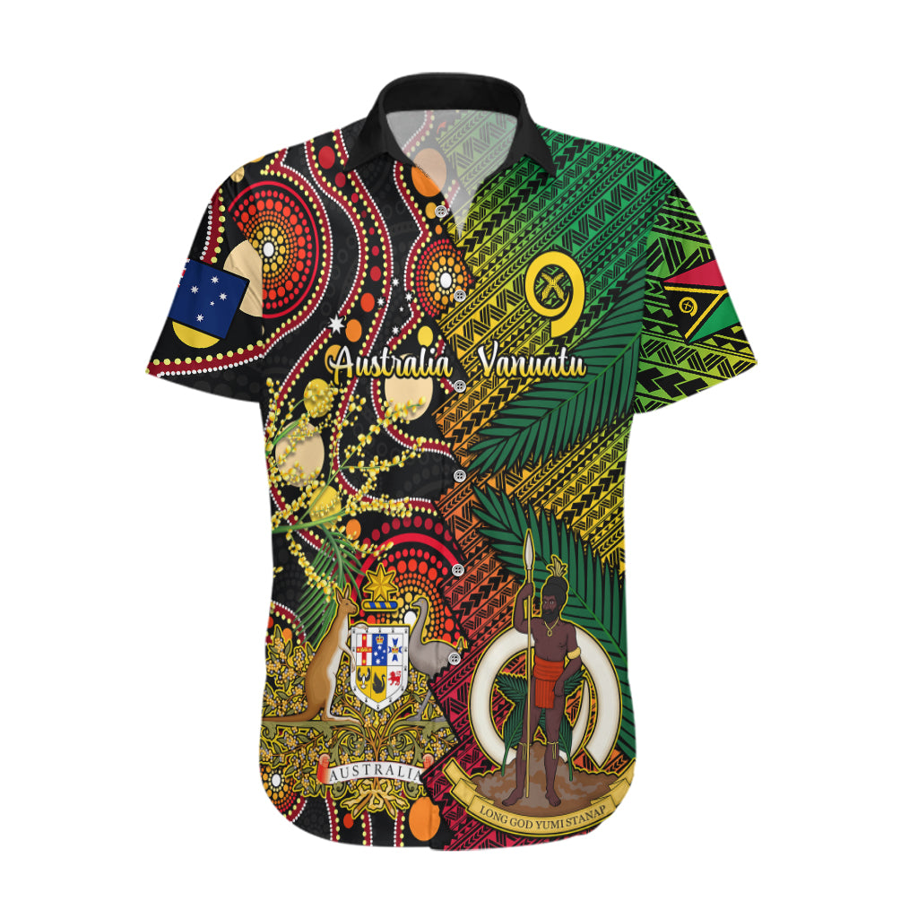 Vanuatu and Australia Hawaiian Shirt Vanuatuan Polynesian Mix Aussie Aboriginal Art - Wonder Print Shop