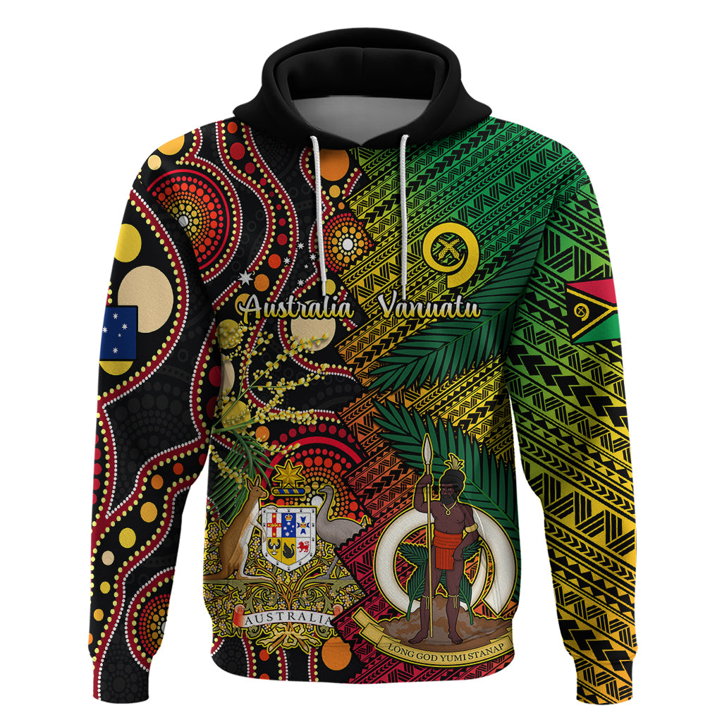 Vanuatu and Australia Hoodie Vanuatuan Polynesian Mix Aussie Aboriginal Art - Wonder Print Shop