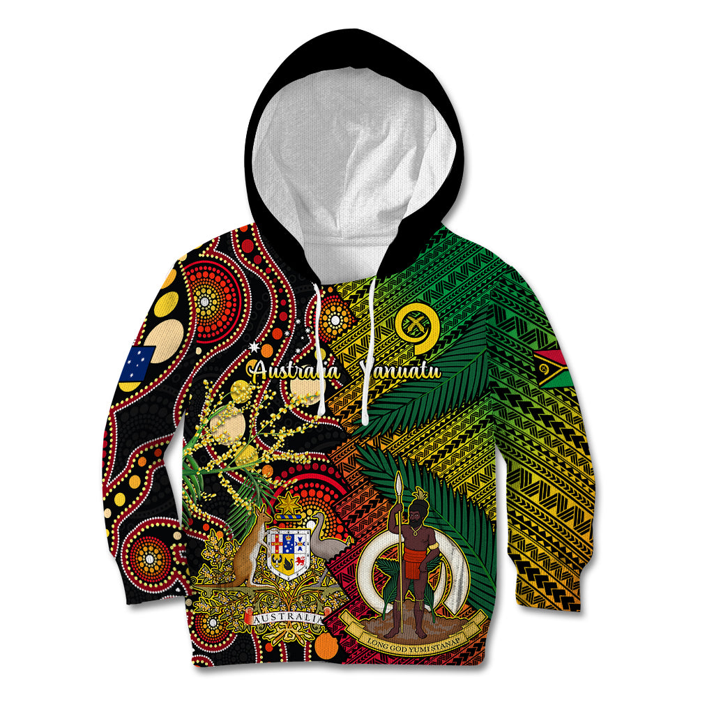 Vanuatu and Australia Kid Hoodie Vanuatuan Polynesian Mix Aussie Aboriginal Art - Wonder Print Shop