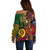 Vanuatu and Australia Off Shoulder Sweater Vanuatuan Polynesian Mix Aussie Aboriginal Art - Wonder Print Shop