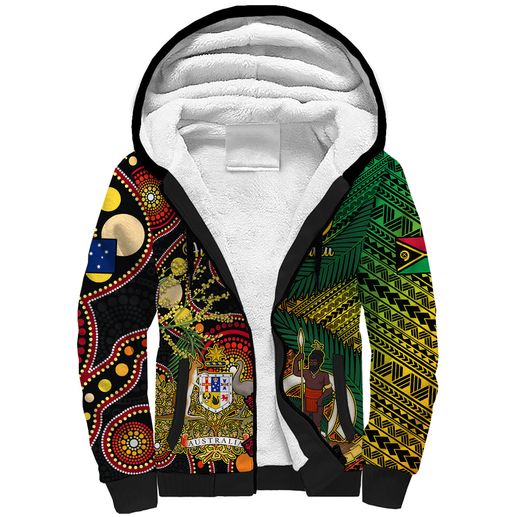 Vanuatu and Australia Sherpa Hoodie Vanuatuan Polynesian Mix Aussie Aboriginal Art - Wonder Print Shop