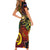 Vanuatu and Australia Short Sleeve Bodycon Dress Vanuatuan Polynesian Mix Aussie Aboriginal Art - Wonder Print Shop