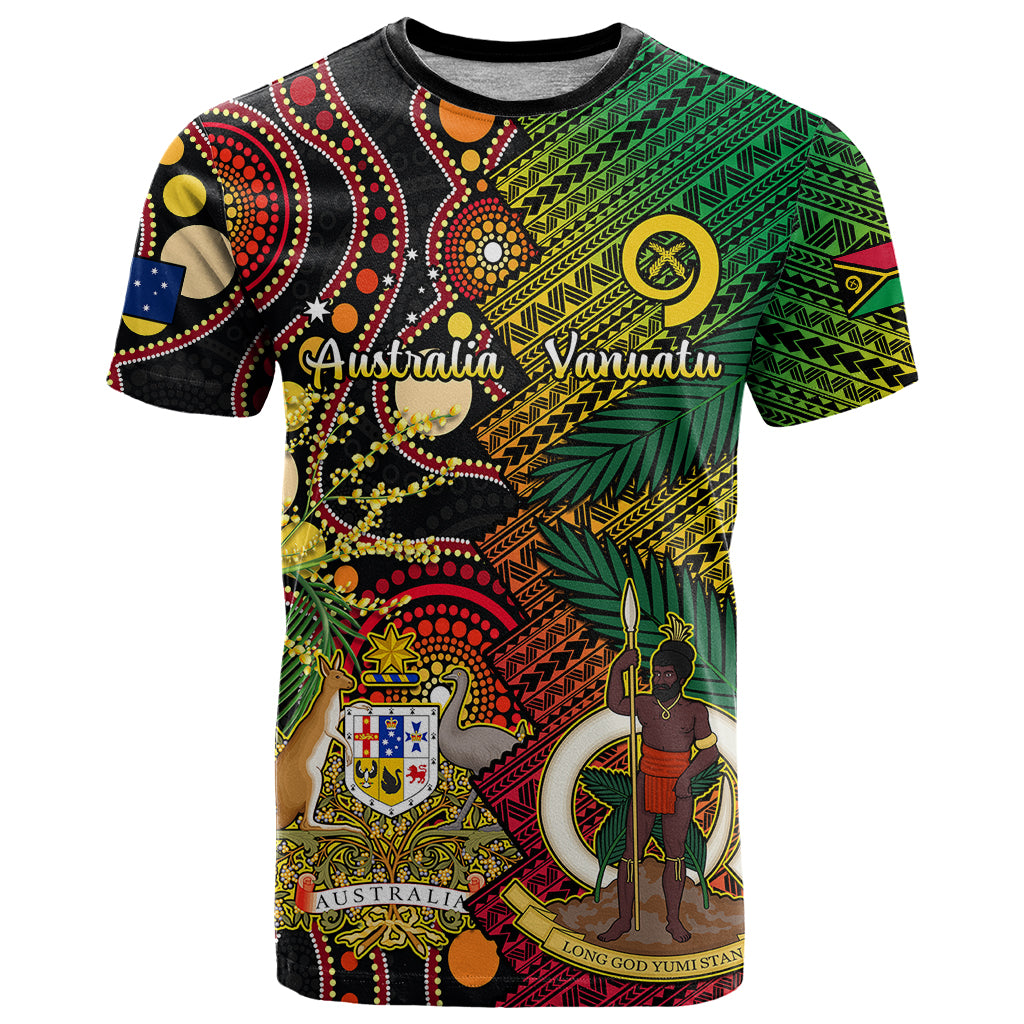 Vanuatu and Australia T Shirt Vanuatuan Polynesian Mix Aussie Aboriginal Art - Wonder Print Shop