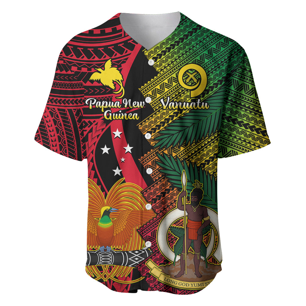 Vanuatu and Papua New Guinea Baseball Jersey Vanuatuan With PNG Polynesian Pattern - Wonder Print Shop