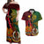 Vanuatu and Papua New Guinea Couples Matching Off Shoulder Maxi Dress and Hawaiian Shirt Vanuatuan With PNG Polynesian Pattern - Wonder Print Shop