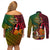 Vanuatu and Papua New Guinea Couples Matching Off Shoulder Short Dress and Long Sleeve Button Shirts Vanuatuan With PNG Polynesian Pattern - Wonder Print Shop