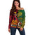 Vanuatu and Papua New Guinea Off Shoulder Sweater Vanuatuan With PNG Polynesian Pattern - Wonder Print Shop