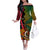 Vanuatu and Papua New Guinea Off The Shoulder Long Sleeve Dress Vanuatuan With PNG Polynesian Pattern - Wonder Print Shop