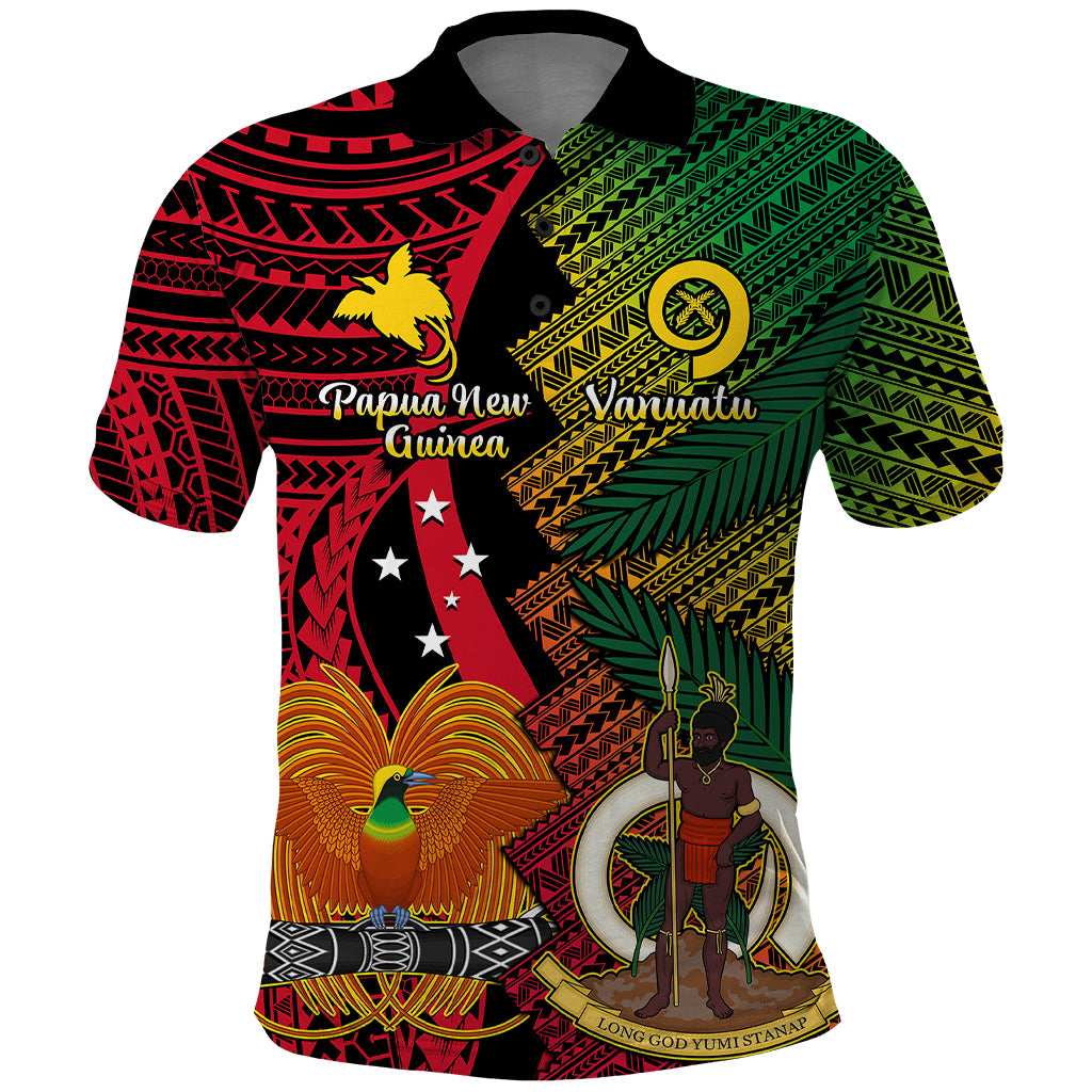 Vanuatu and Papua New Guinea Polo Shirt Vanuatuan With PNG Polynesian Pattern - Wonder Print Shop