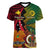 Vanuatu and Papua New Guinea Women V Neck T Shirt Vanuatuan With PNG Polynesian Pattern - Wonder Print Shop