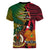 Vanuatu and Papua New Guinea Women V Neck T Shirt Vanuatuan With PNG Polynesian Pattern - Wonder Print Shop