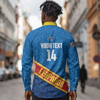 DR Congo Basketball Custom Long Sleeve Button Shirt 2026 Go Leopards