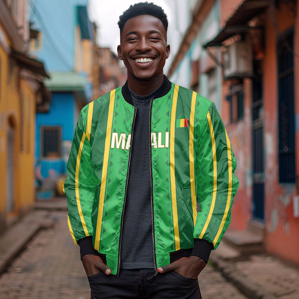 Mali Basketball Custom Bomber Jacket Mud Cloth Bogolan Pattern