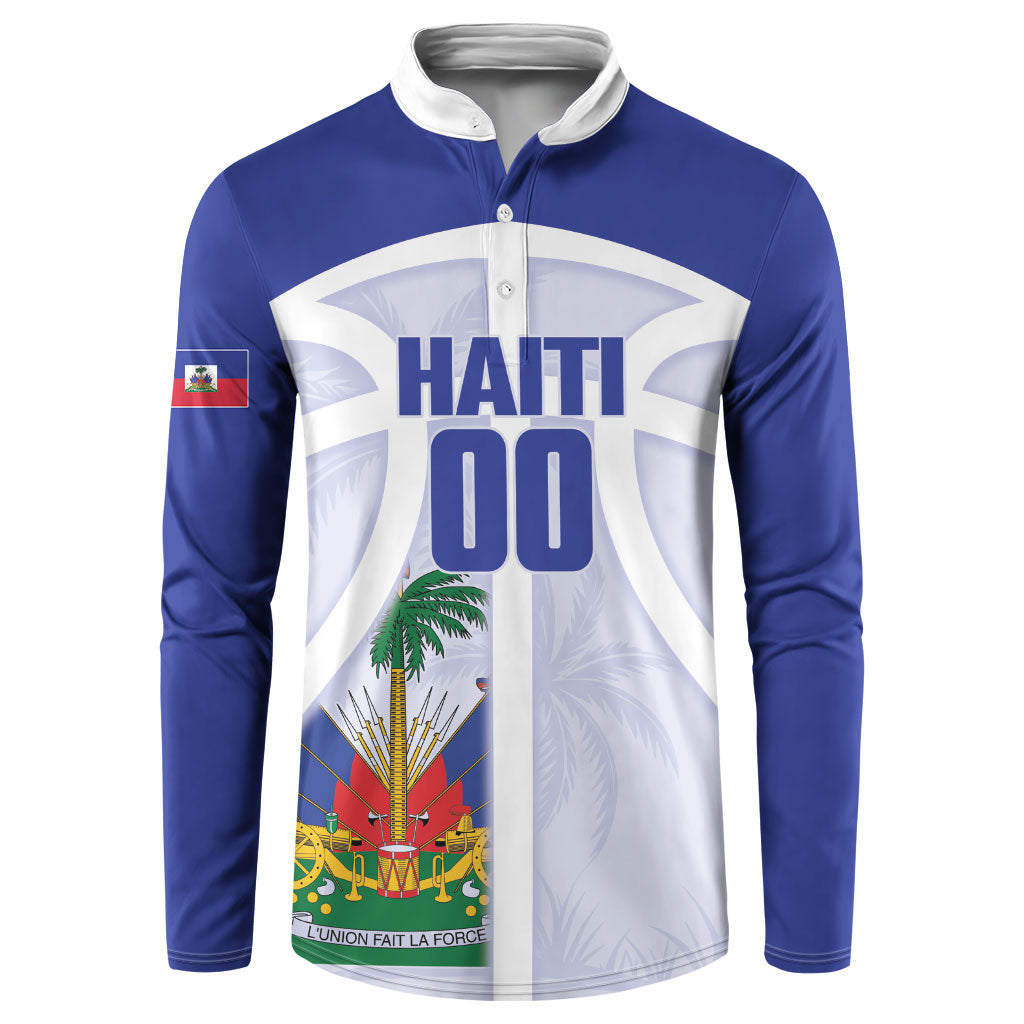 Haiti Basketball Custom Button Sweatshirt Ayiti Coat Of Arms White Sporty Style