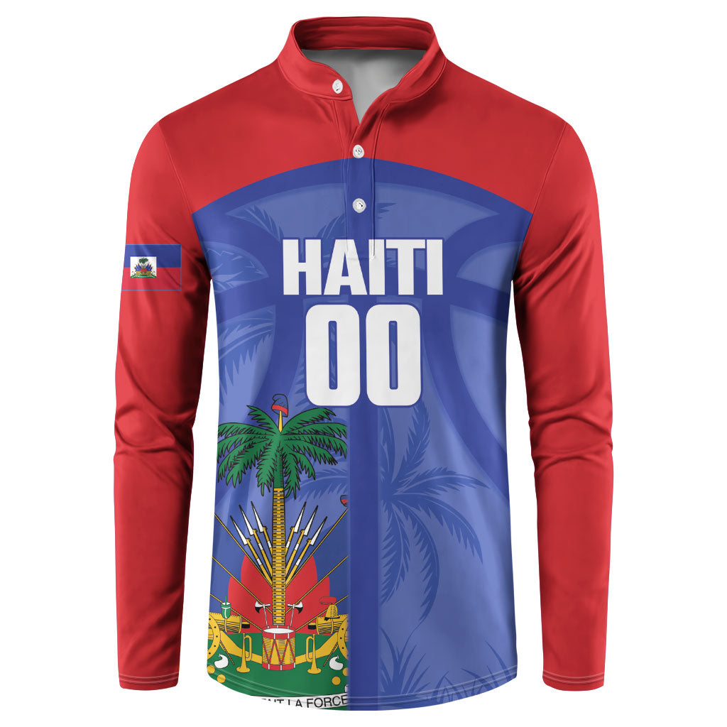 Haiti Basketball Custom Button Sweatshirt Ayiti Coat Of Arms Blue Sporty Style