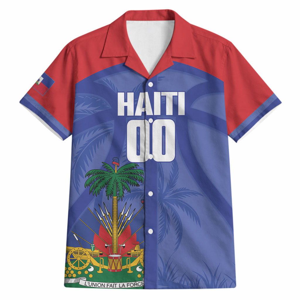 Haiti Basketball Custom Hawaiian Shirt Ayiti Coat Of Arms Blue Sporty Style