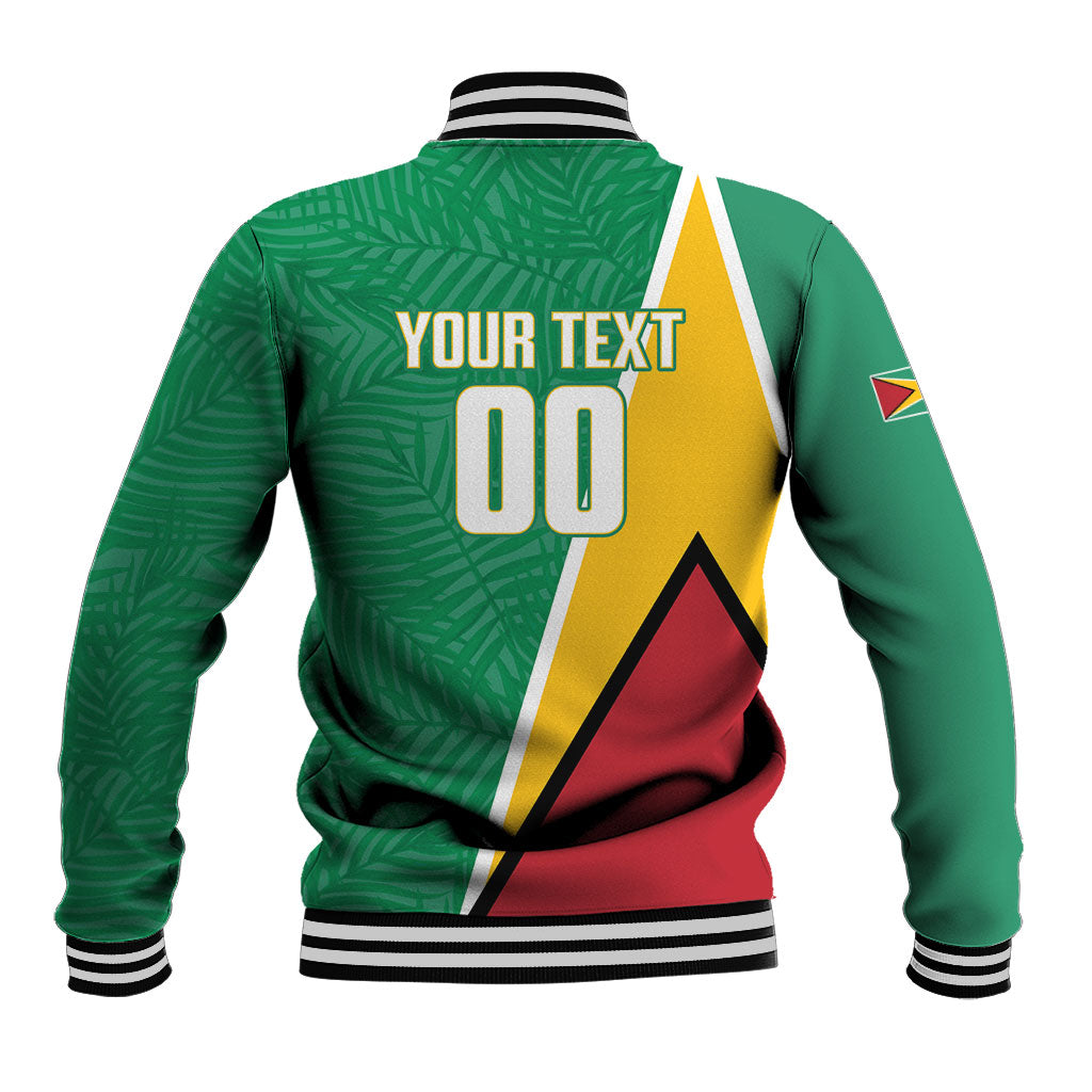 Guyana Basketball Custom Baseball Jacket Tropical Leaves Flag Style
