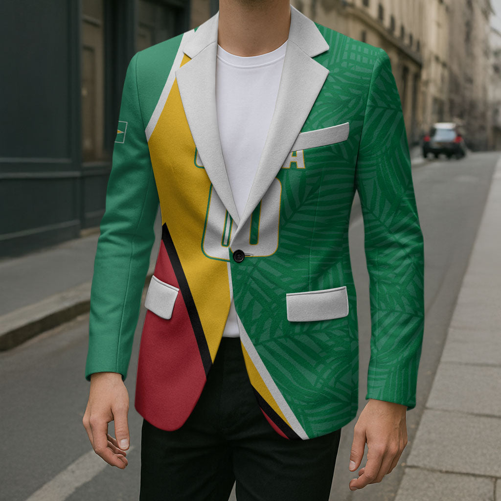 Guyana Basketball Custom Blazer Tropical Leaves Flag Style