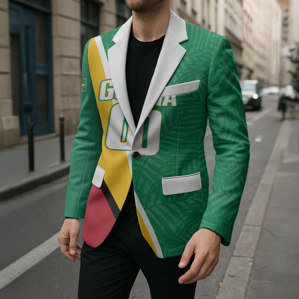 Guyana Basketball Custom Blazer Tropical Leaves Flag Style