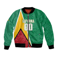 Guyana Basketball Custom Bomber Jacket Tropical Leaves Flag Style