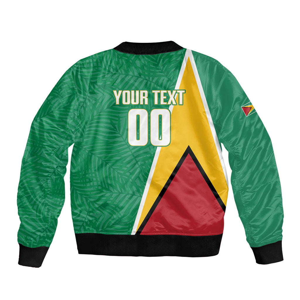 Guyana Basketball Custom Bomber Jacket Tropical Leaves Flag Style