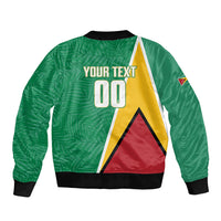 Guyana Basketball Custom Bomber Jacket Tropical Leaves Flag Style
