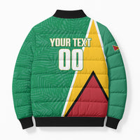 Guyana Basketball Custom Bomber Puffer Jacket Tropical Leaves Flag Style