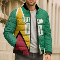 Guyana Basketball Custom Bomber Puffer Jacket Tropical Leaves Flag Style