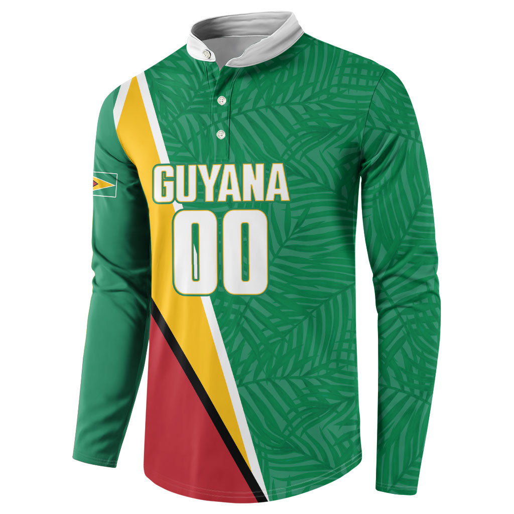 Guyana Basketball Custom Button Sweatshirt Tropical Leaves Flag Style