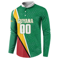 Guyana Basketball Custom Button Sweatshirt Tropical Leaves Flag Style