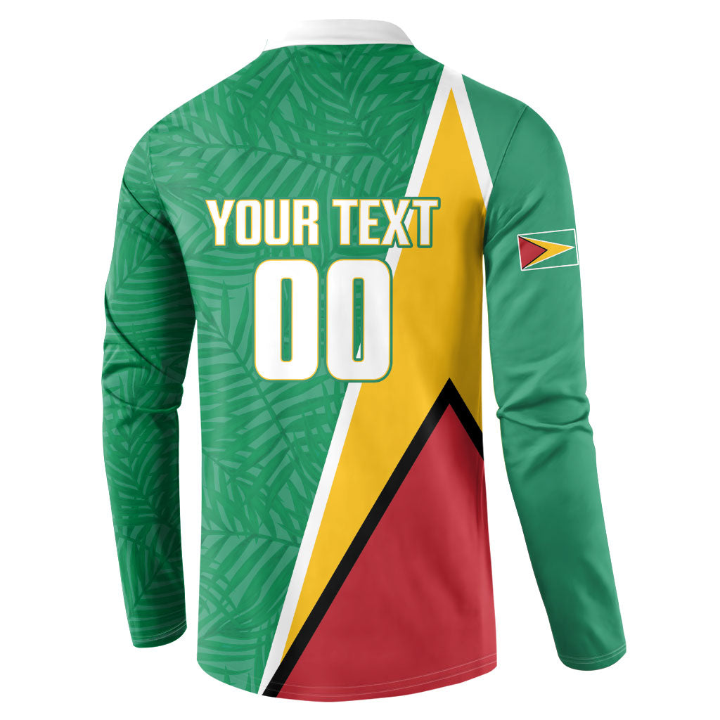 Guyana Basketball Custom Button Sweatshirt Tropical Leaves Flag Style