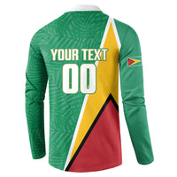 Guyana Basketball Custom Button Sweatshirt Tropical Leaves Flag Style