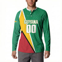 Guyana Basketball Custom Button Sweatshirt Tropical Leaves Flag Style