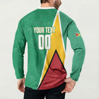 Guyana Basketball Custom Button Sweatshirt Tropical Leaves Flag Style