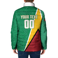 Guyana Basketball Custom Padded Jacket Tropical Leaves Flag Style