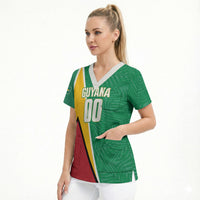 Guyana Basketball Custom Scrub Top Tropical Leaves Flag Style