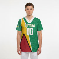 Guyana Basketball Custom Scrub Top Tropical Leaves Flag Style