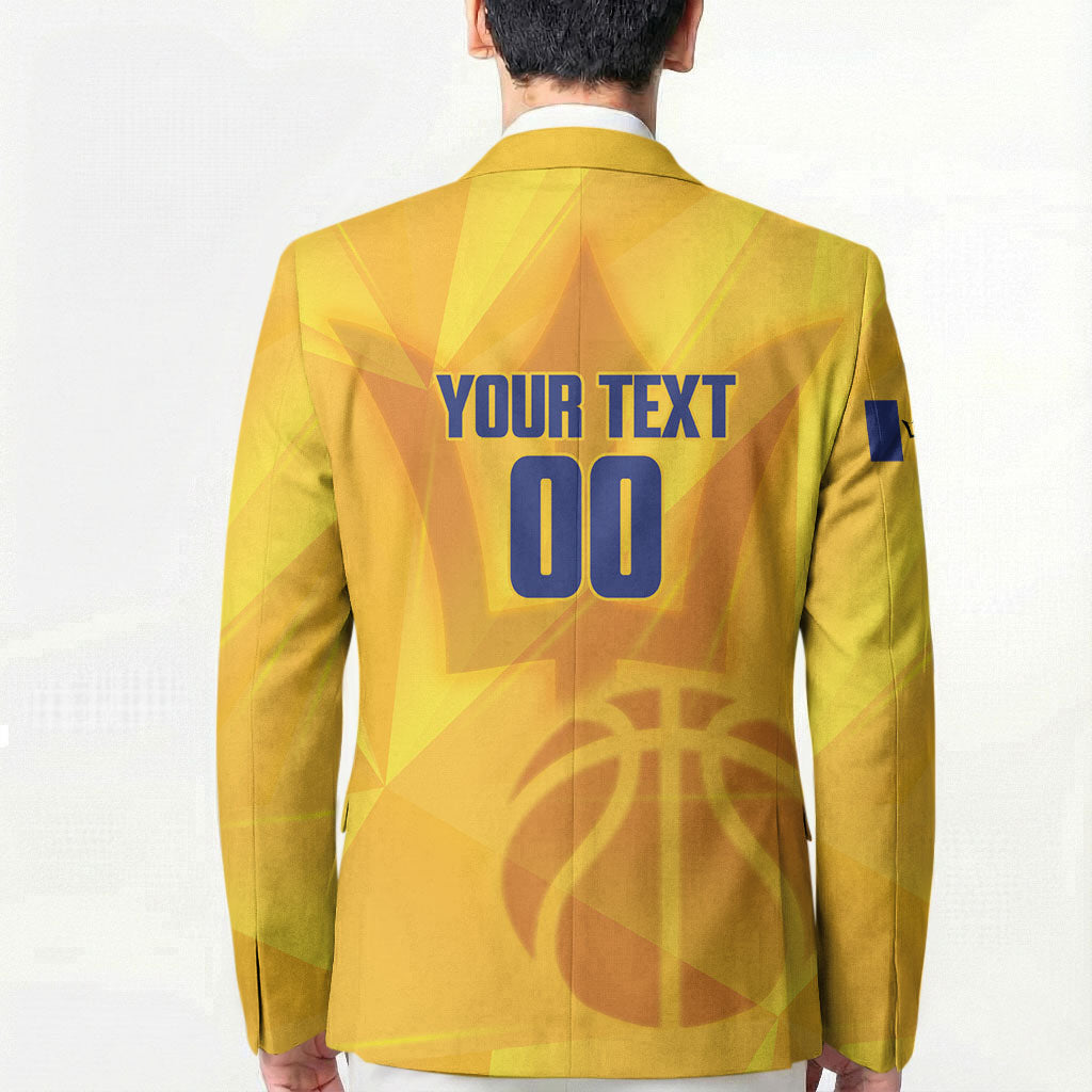 Barbados Basketball Custom Blazer Barbadian Trident Yellow Version