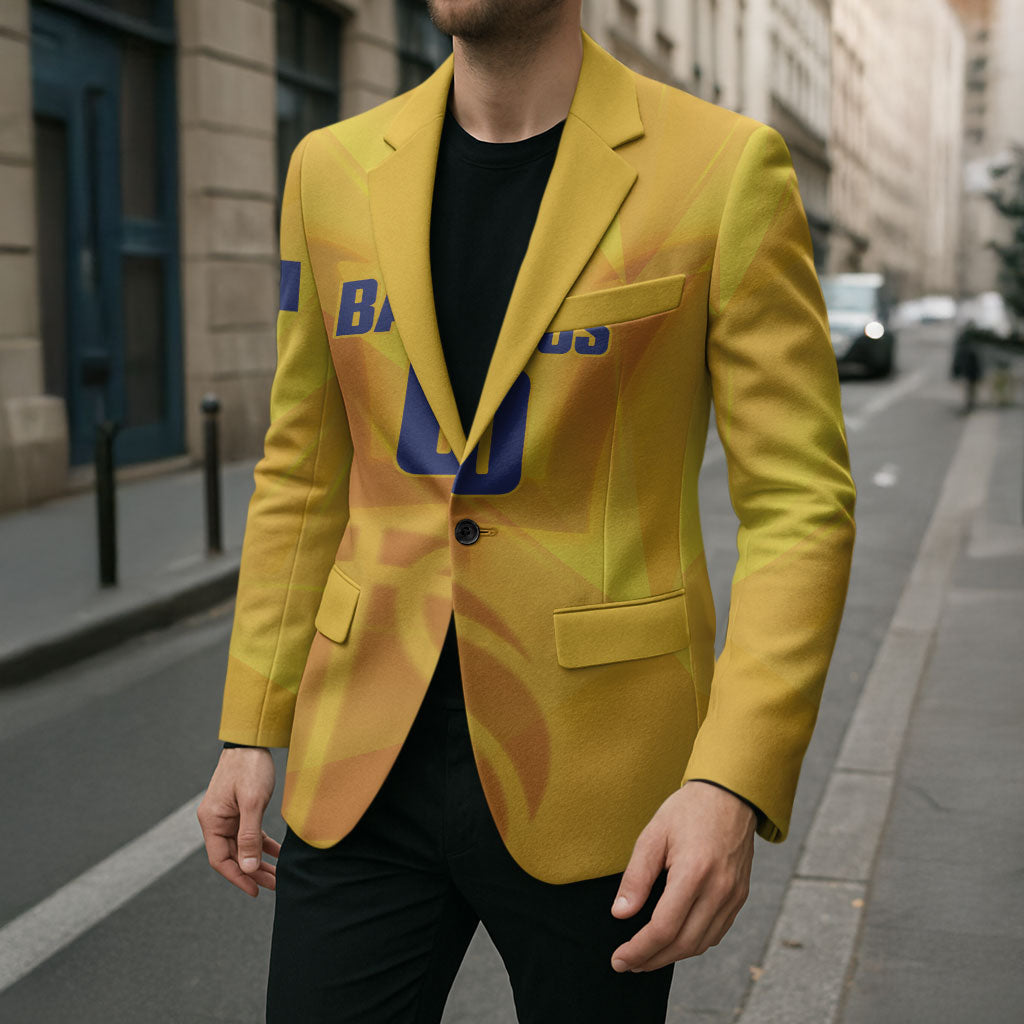 Barbados Basketball Custom Blazer Barbadian Trident Yellow Version