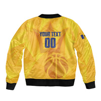 Barbados Basketball Custom Bomber Jacket Barbadian Trident Yellow Version